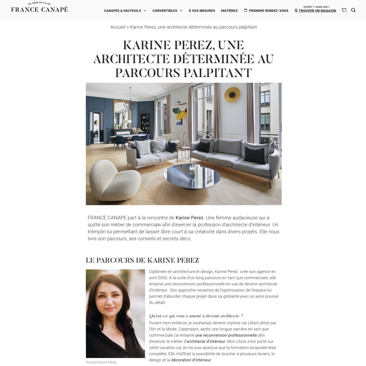 artcile elogieux sur l'architecte d'intérieur Karine Perez